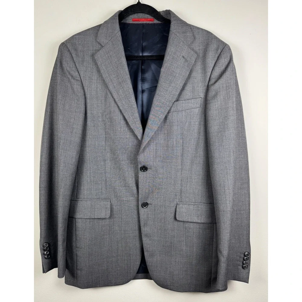 Carolina Herrera Mens Grey Two Button Blazer Jacket Made in Spain Size 42R